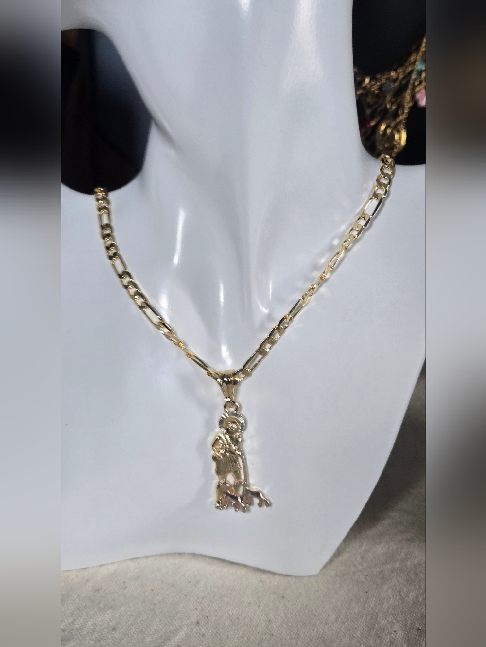 Layered Gold Figaro Necklace with Pendant - Women Jewelry - Picture 2 of 7